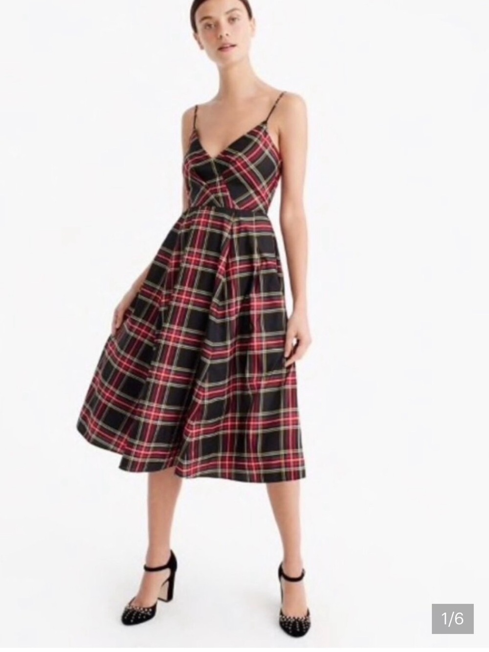 J. Crew Holiday Plaid Strap Midi Dress